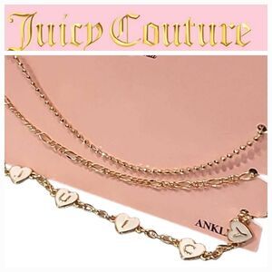 Juicy Couture Heart Logo 3PC Anklet Bracelet Set